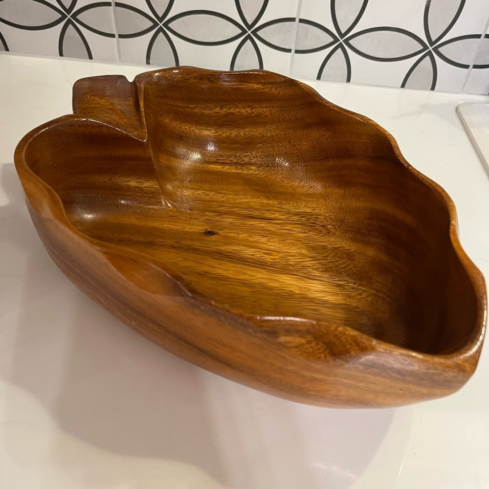 House of Monkeypod wood leaf shaped bowl (charcuterie, fruit, serving bowl)